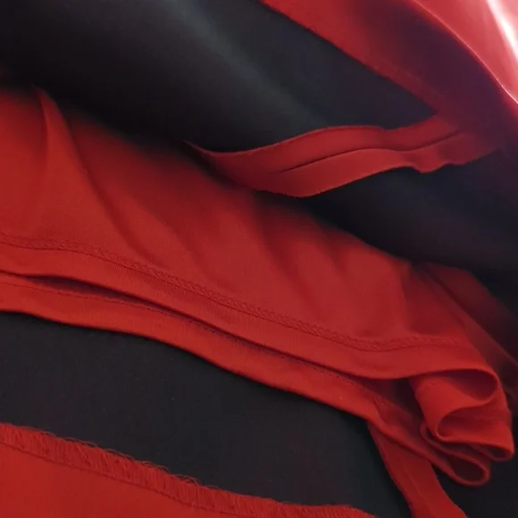 JAX Red Satin Cocktail Party Dress Draped Sheath Old Money Glam Sz 14 - Picture 10 of 12